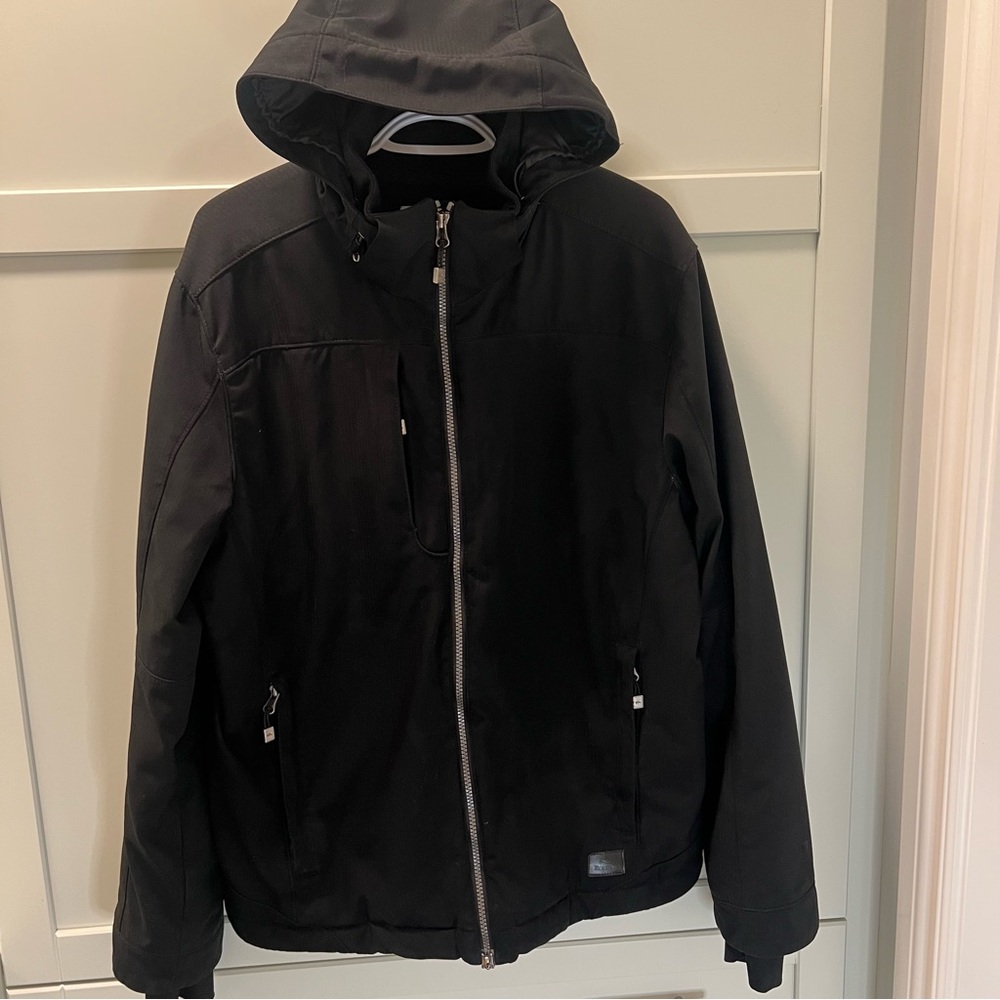 ROOTS Men's Black Hooded Winter Jacket Size Large